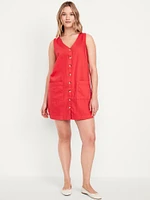 Sleeveless Button-Front Mini Dress