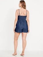 Fit & Flare Twist-Front Cami Romper