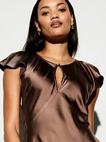 The Occasion by Old Navy Flutter-Sleeve Keyhole Satin Maxi Dress