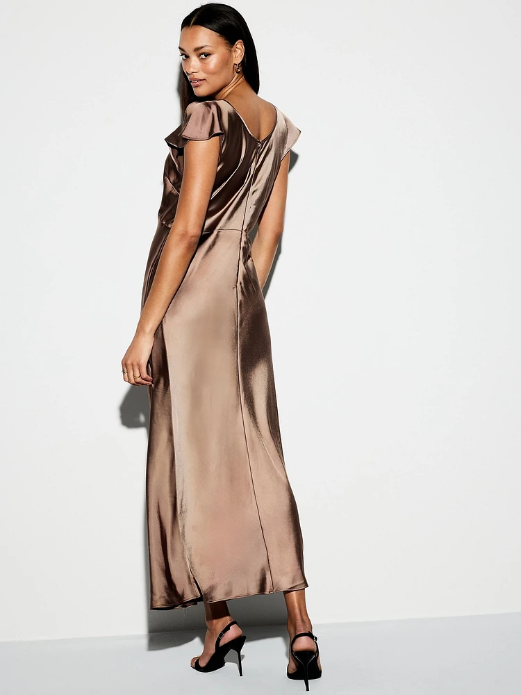 The Occasion by Old Navy Flutter-Sleeve Keyhole Satin Maxi Dress