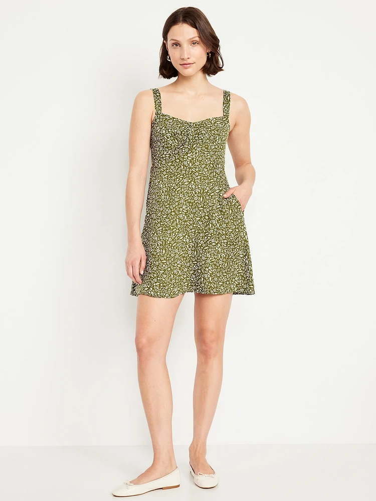 Fit & Flare Crepe Mini Dress