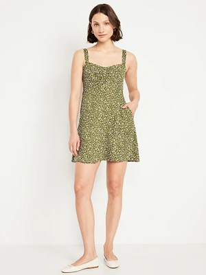 Fit & Flare Crepe Mini Dress
