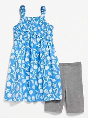 Sleeveless Fit and Flare Dress Biker Shorts Set for Girls