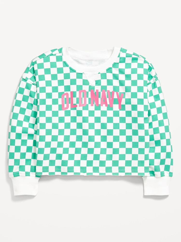 Long-Sleeve Cropped French Terry Sweatshirt for Girls