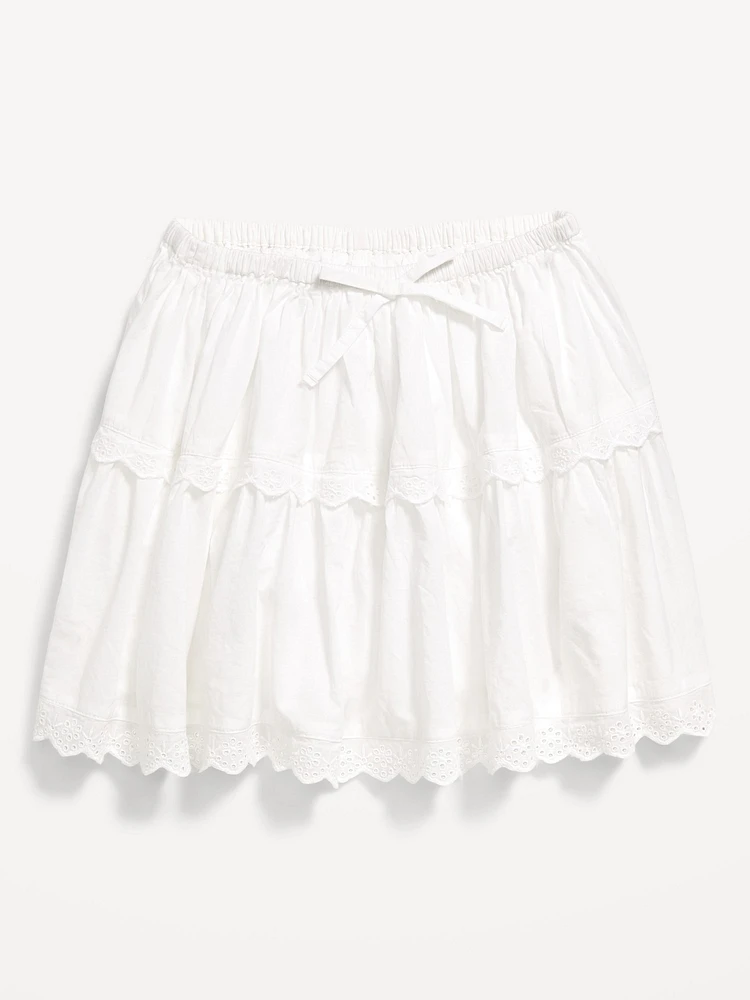Eyelet Trim Tiered Skirt for Girls