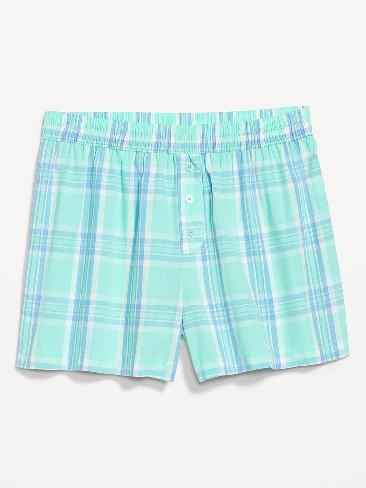 High-Waisted Poplin Boxer Pajama Shorts