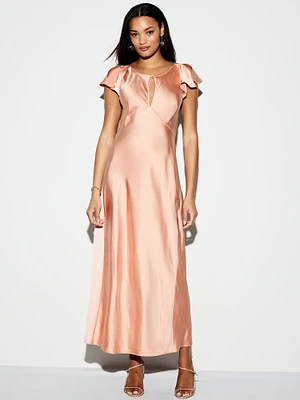 The Occasion by Old Navy Flutter-Sleeve Keyhole Satin Maxi Dress