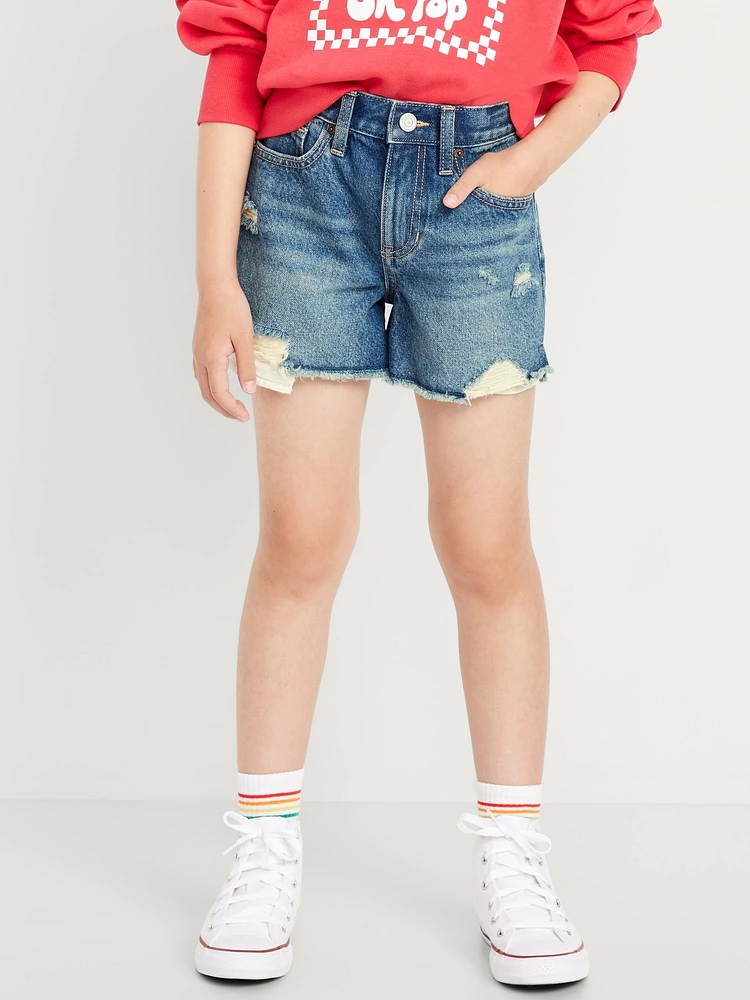 High-Waisted Frayed-Hem Jean Shorts for Girls