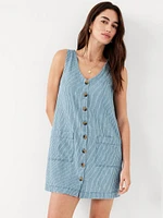 Sleeveless Button-Front Mini Dress