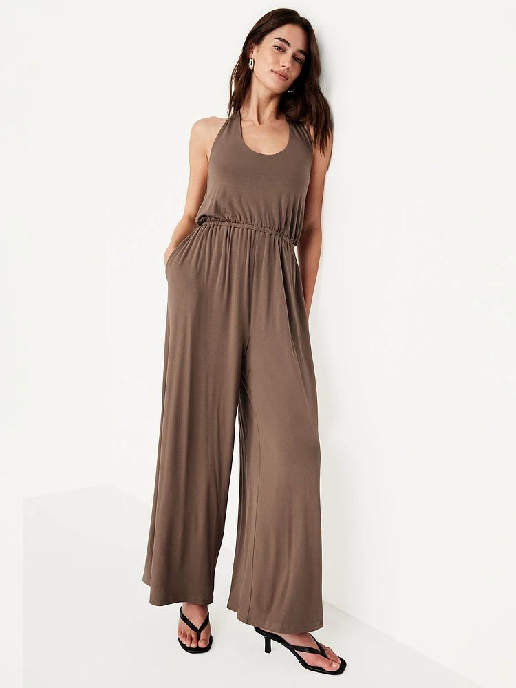 Waist-Defined Halter Jumpsuit
