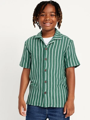 Printed Short-Sleeve Sweater-Knit Shirt for Boys