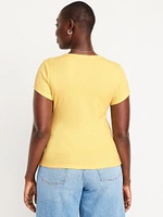 Square-Neck Ribbed T-Shirt