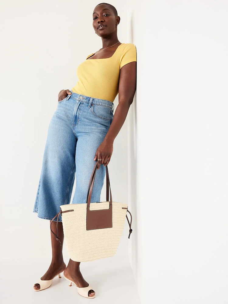 Square-Neck Ribbed T-Shirt