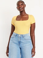 Square-Neck Ribbed T-Shirt