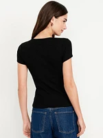 Square-Neck Ribbed T-Shirt