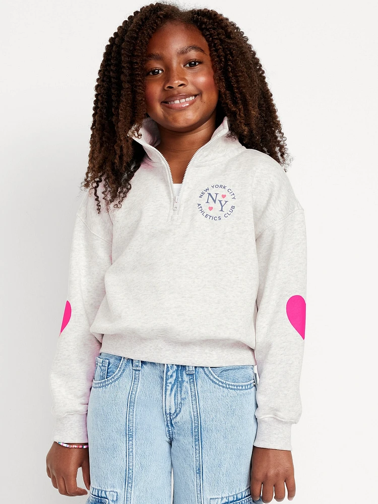 Oversized Quarter-Zip Sweatshirt for Girls