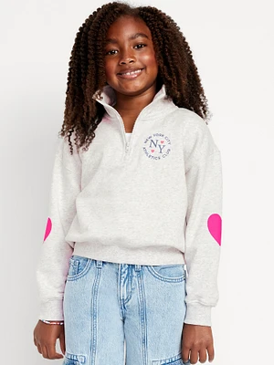 Oversized Quarter-Zip Sweatshirt for Girls