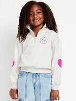 Oversized Quarter-Zip Sweatshirt for Girls