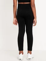 Fitted High-Waisted 7/8-Length Seamless Performance Leggings for Girls