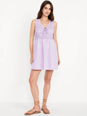 Fit & Flare Smocked Bodice Mini Dress