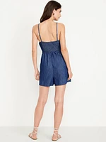 Fit & Flare Twist-Front Cami Romper