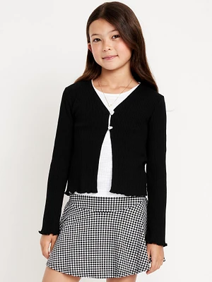 Button-Front Ribbed Cardigan for Girls