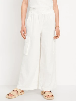 Double-Weave Wide-Leg Cargo Pants for Girls