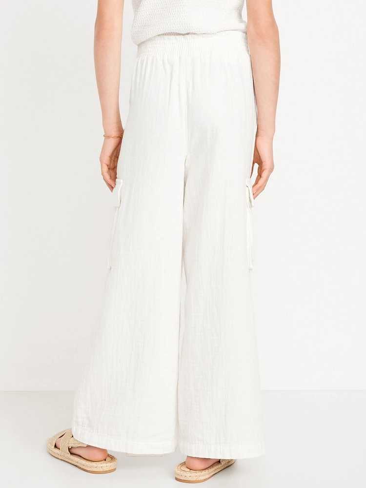 Double-Weave Wide-Leg Cargo Pants for Girls