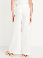 Double-Weave Wide-Leg Cargo Pants for Girls