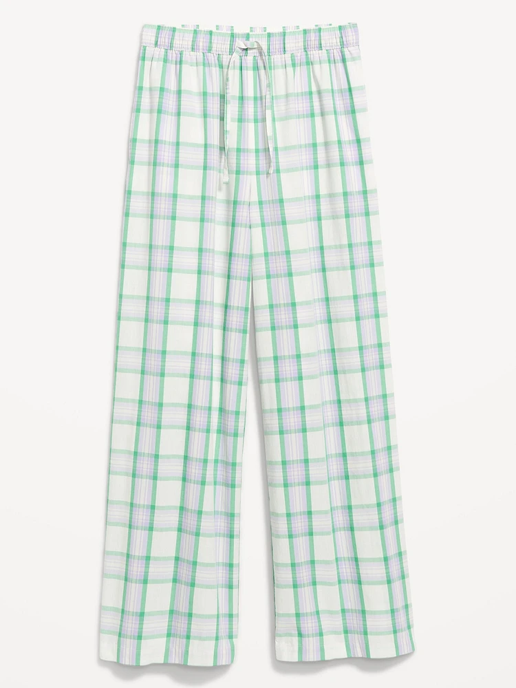 Poplin Wide-Leg Pajama Pants