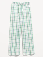 Poplin Wide-Leg Pajama Pants