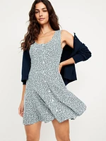 Sleeveless Crepe Button-Front Mini Dress