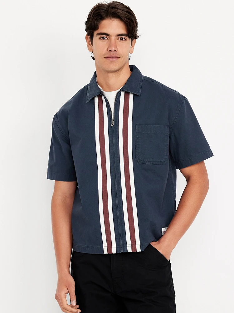 Full-Zip Moto Shirt