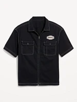 Short-Sleeve Moto Zip Shirt