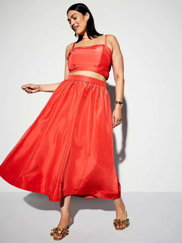 The Occasion by Old Navy High-Waisted Taffeta Midi Skirt