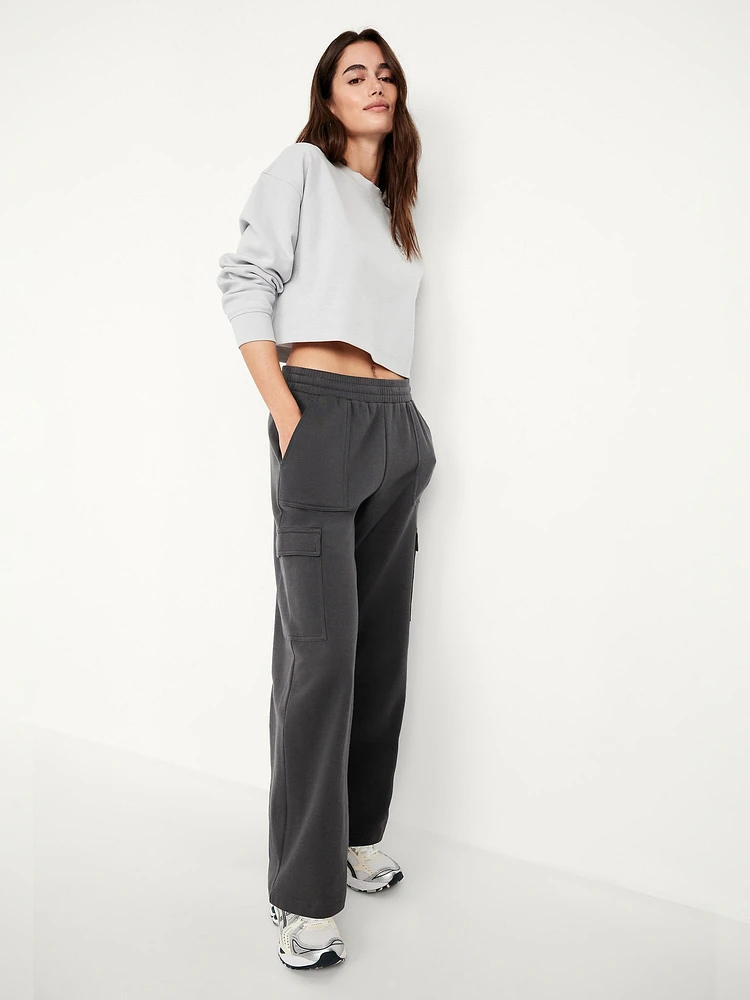 High-Waisted SoComfy Cargo Wide-Leg Sweatpants