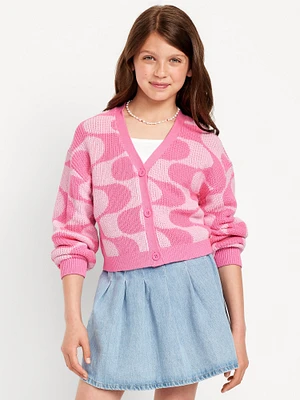 Printed Button-Front Cardigan Sweater for Girls