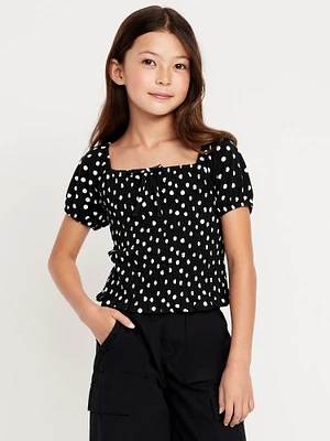Short Puff-Sleeve Smocked Top for Girls