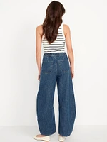 High-Waisted Pull-On Barrel Jeans
