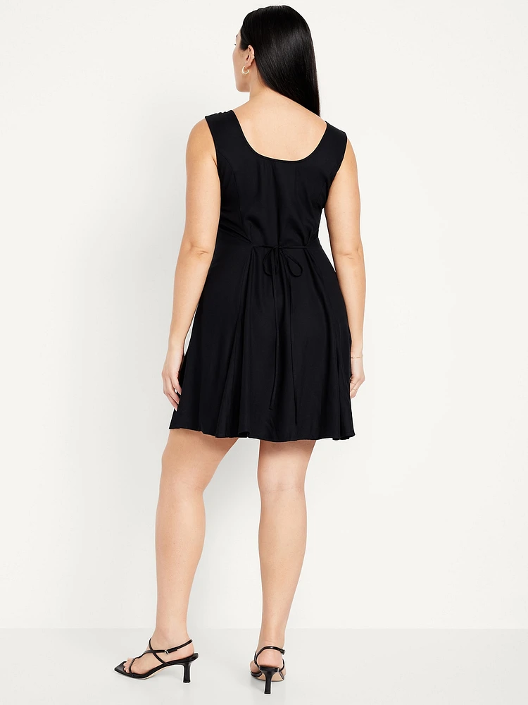 Sleeveless Crepe Button-Front Mini Dress