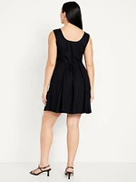 Sleeveless Crepe Button-Front Mini Dress