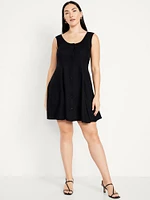 Sleeveless Crepe Button-Front Mini Dress
