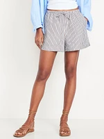 High-Waisted Poplin Pull-On Shorts -- 3.5-inch inseam