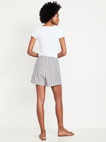 High-Waisted Poplin Pull-On Shorts -- 3.5-inch inseam