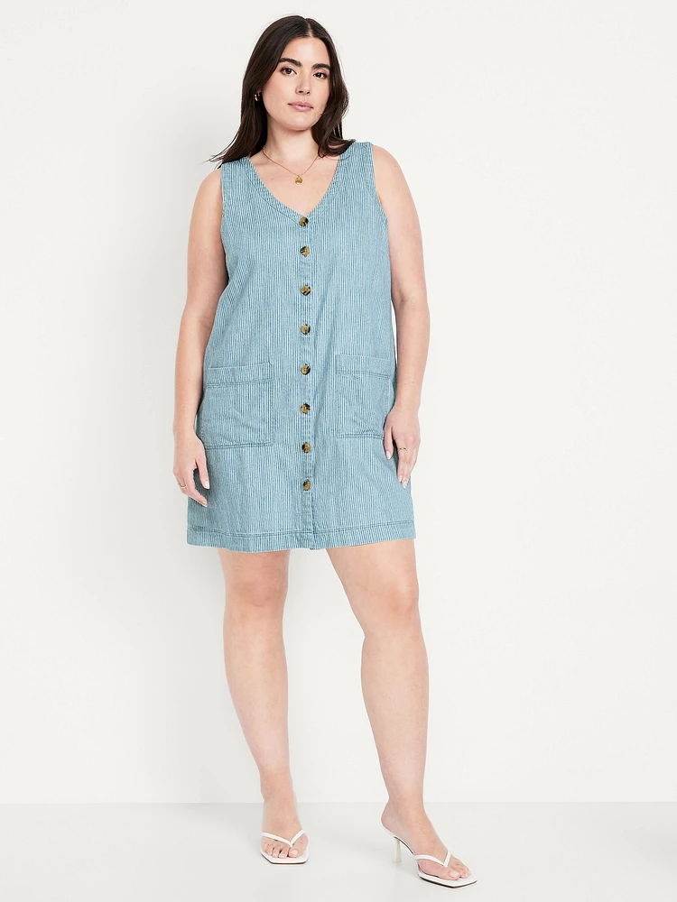 Sleeveless Button-Front Mini Dress