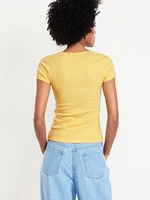 Square-Neck Ribbed T-Shirt