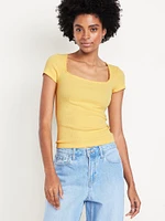 Square-Neck Ribbed T-Shirt