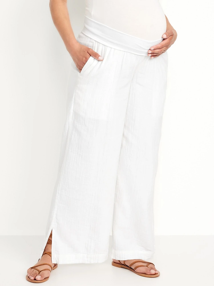 Pantalon à jambe large avec panneau rabattable de maternité