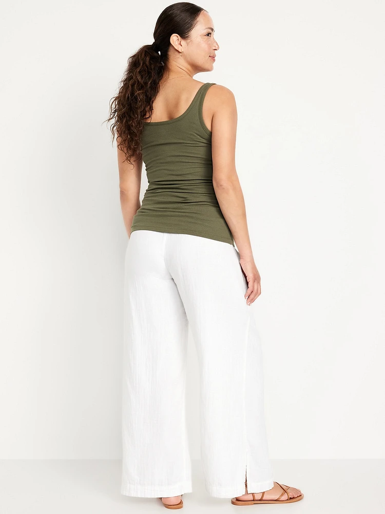 Pantalon à jambe large avec panneau rabattable de maternité