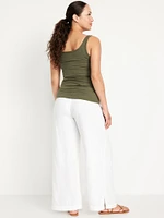 Pantalon à jambe large avec panneau rabattable de maternité